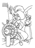 coloriage peter pan aux commandes du bateau pirate